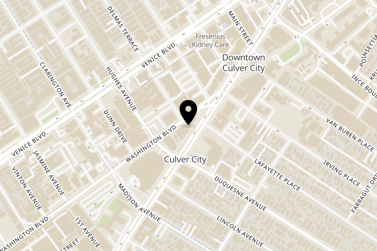 Map showing the location of Nardò Italian Restaurant Culver City on 9725 Culver Blvd in Culver City